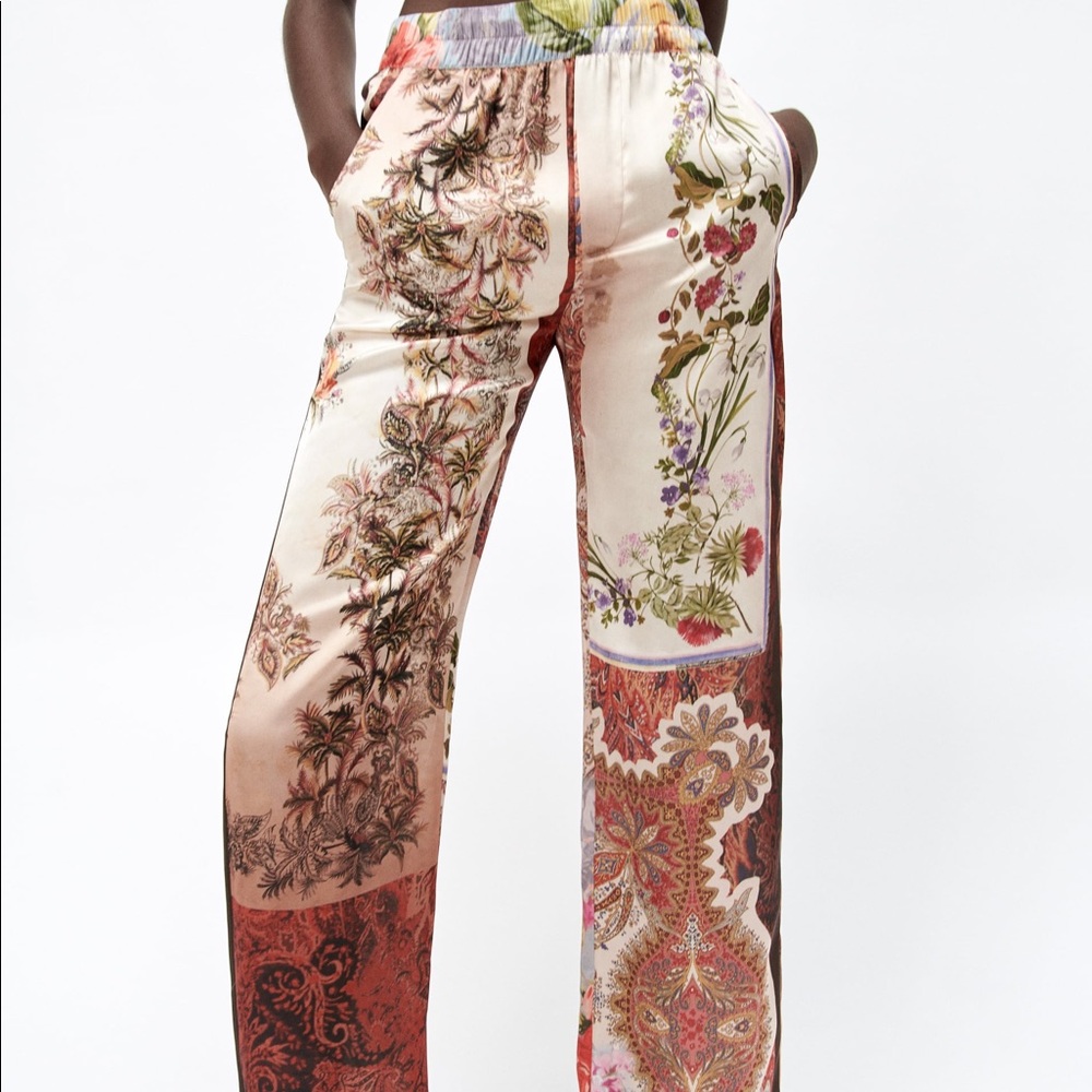 ZARA PATCHWORK PRINTED PANTS - S/M
